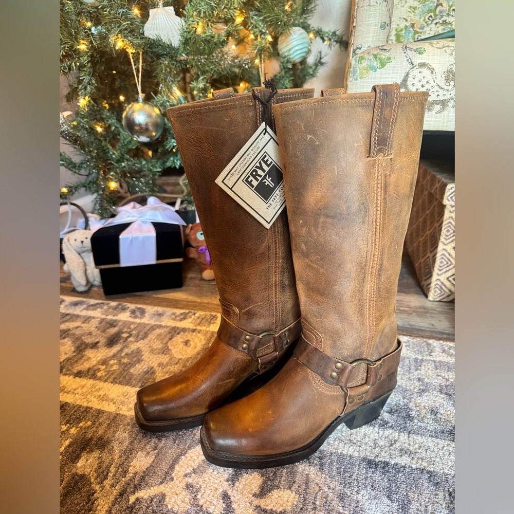 Frye Women’s Leather Harness Tall Boots in Smoke (Brown) | USA Made 🇺🇸 - Picture 4 of 16